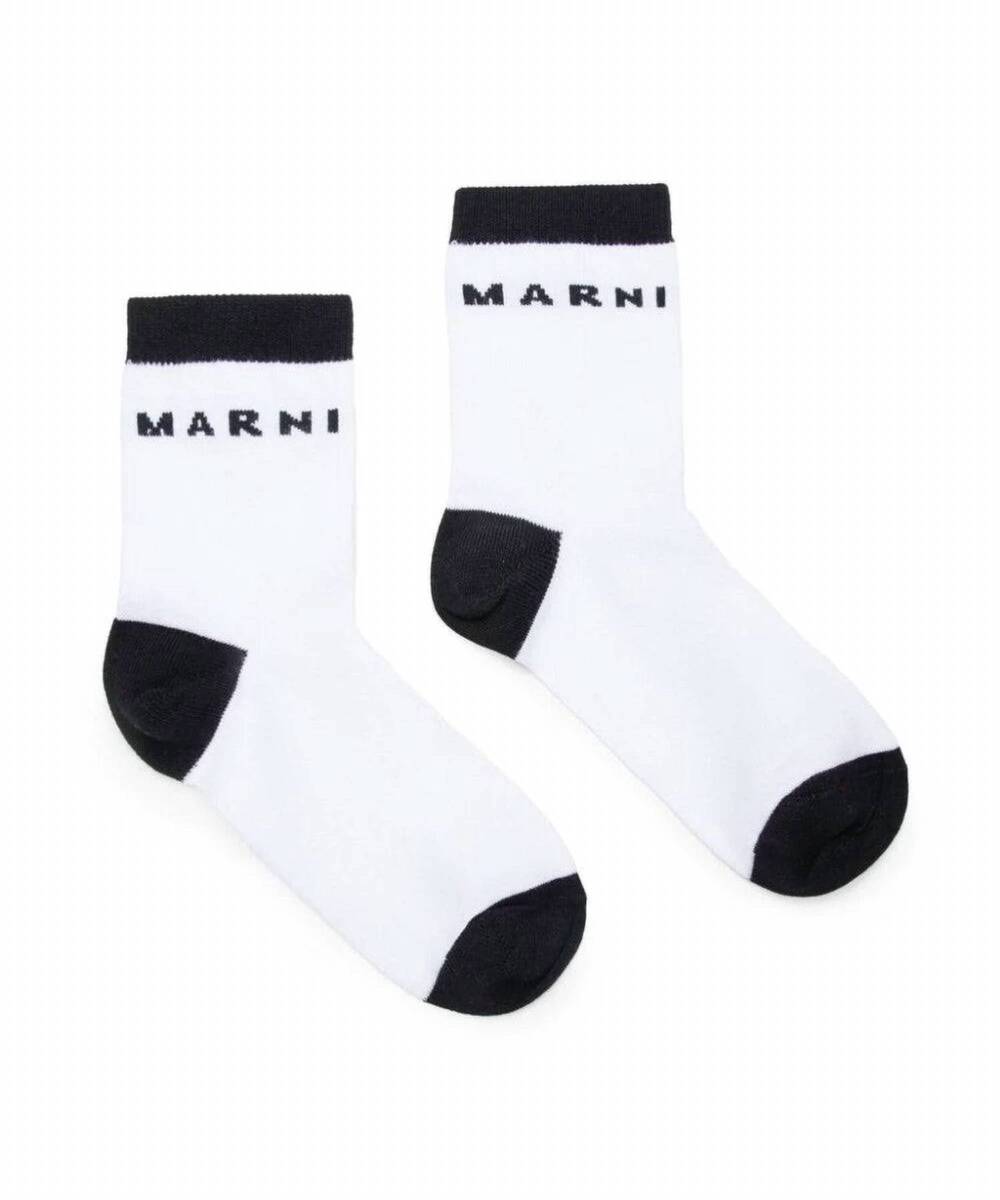 NEW MARNI kids' color block socks in white
